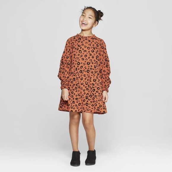 Target Art Class Girls' Long Sleeve Tiered Dress - art class Brown - Picture 6 of 12